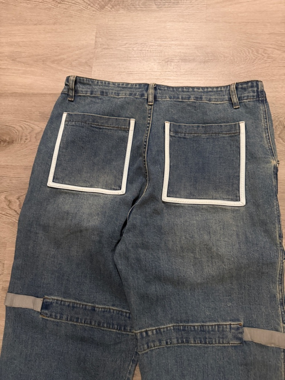 Women’s  Blue Denim Carpenter Jeans with Reflective Trim - Picture 7 of 12